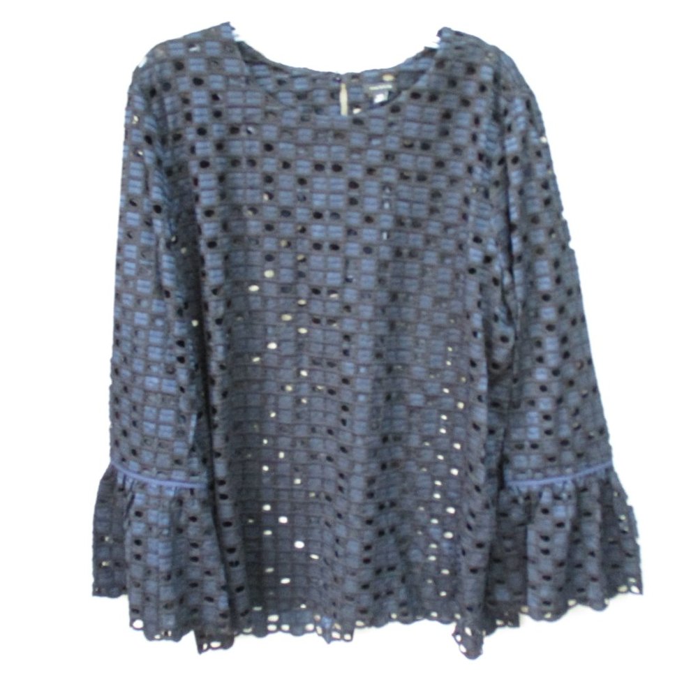 Womens Ann Taylor Plus Size Black Blouse Top Open Knit Size XXL